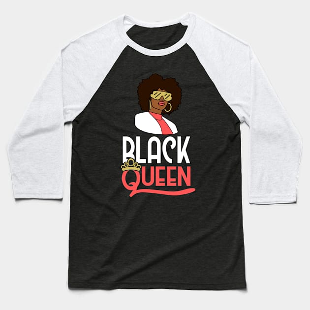 Black Queen Baseball T-Shirt by My Tribe Apparel